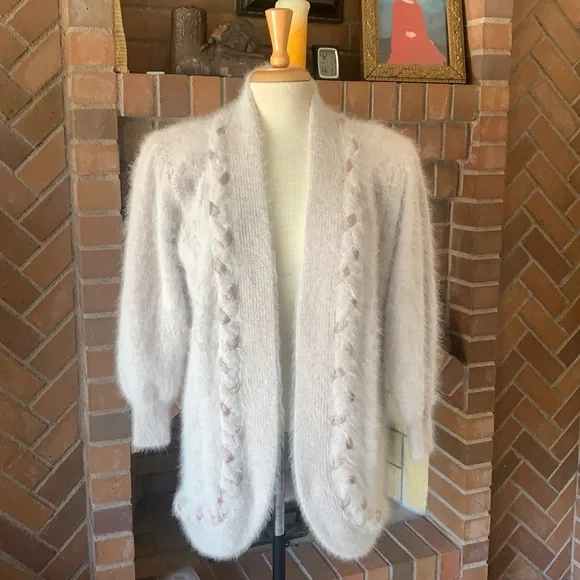 gianni valenti Sweaters Vintage 8s Pale Mauve Fluffy Angora